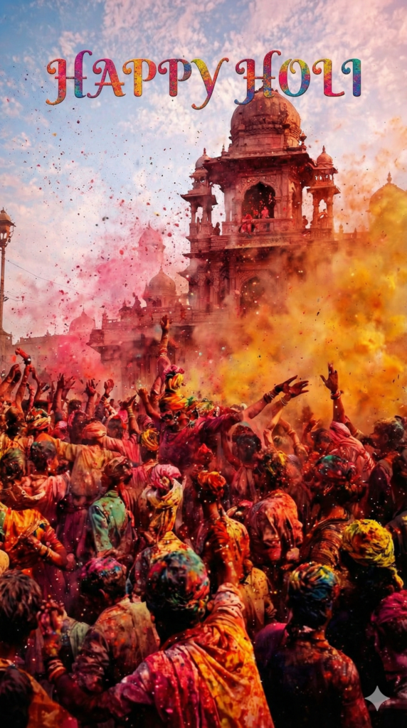 Happy people playing with vibrant gulal colors on Holi 2026 date March 4