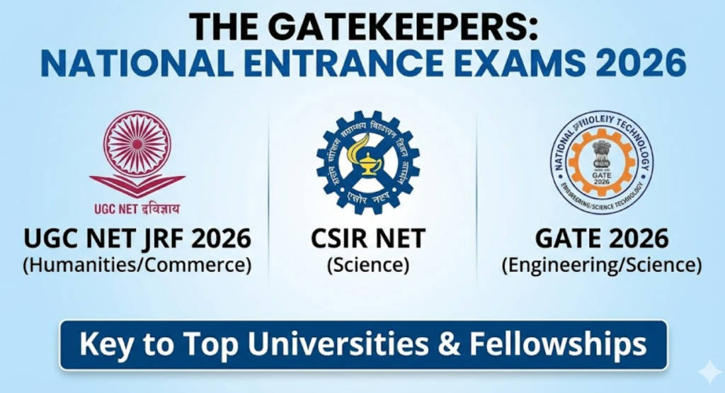 "Timeline infographic for PhD Admission 2026, showing application months for IITs (March/September), UGC NET Exam (June), and University admissions (May-August)."