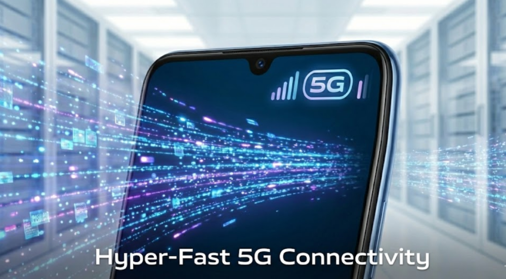 A person holds a smartphone, taking a picture of a vibrant city street at night. The phone's screen shows the camera app interface and the illuminated street scene. The text "Night Photography Reimagined" is overlayed at the bottom in white.