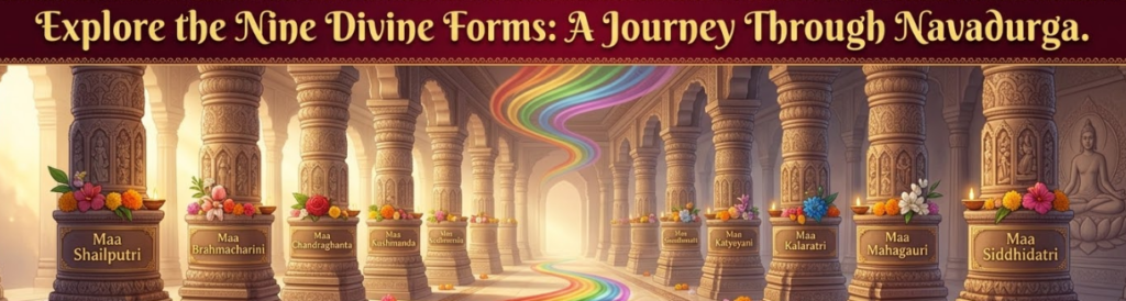 A panoramic photograph taken at night, capturing a massive, energetic crowd of people in traditional, colorful attire dancing Garba and Dandiya in extensive circular formations under a brightly lit, decorated festival marquee. The background shows a stage and musician setup Chaitra Navratri 2026