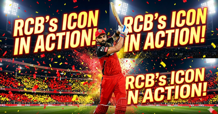 RCB vs CSK Preview: The Ultimate South Indian Derby Hits Bengaluru in IPL 2026 2 “RCB vs CSK IPL match featuring an RCB star batsman playing a powerful shot in a packed stadium with vibrant red and yellow crowd and ‘RCB’s Icon in Action’ text.”